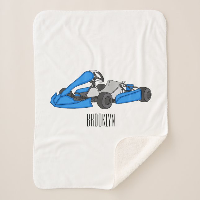 Kart racing cartoon illustration sherpa blanket (Front)