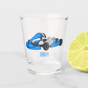 Kart racing cartoon illustration shot glass