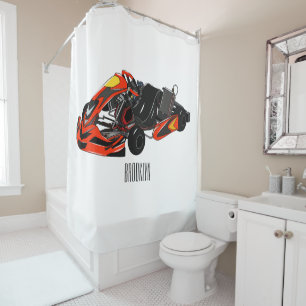 Kart racing cartoon illustration shower curtain