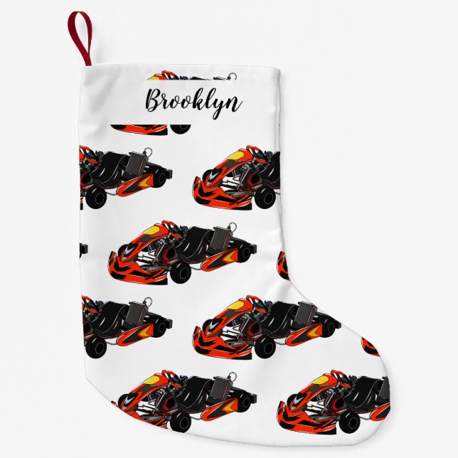 Kart racing cartoon illustration small christmas stocking (Front)