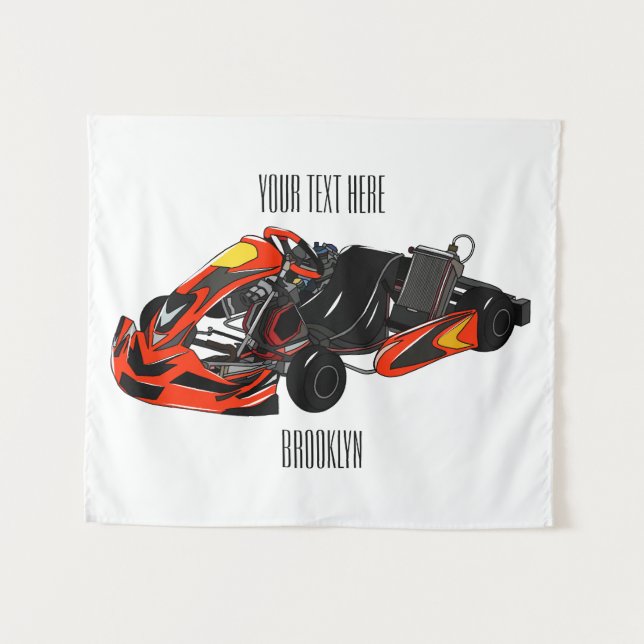 Kart racing cartoon illustration tapestry (Front (Horizontal))