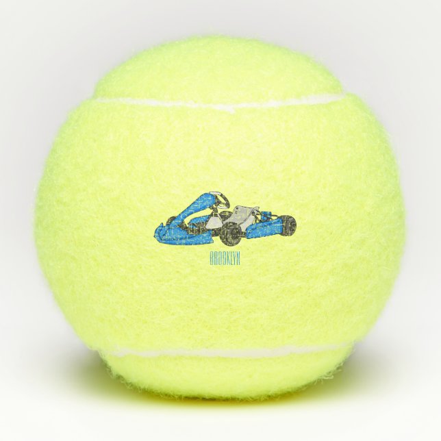 Kart racing cartoon illustration  tennis balls (Front)