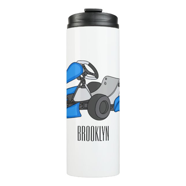 Kart racing cartoon illustration thermal tumbler (Front)