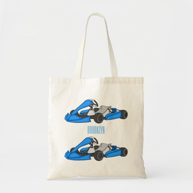 Kart racing cartoon illustration tote bag (Front)