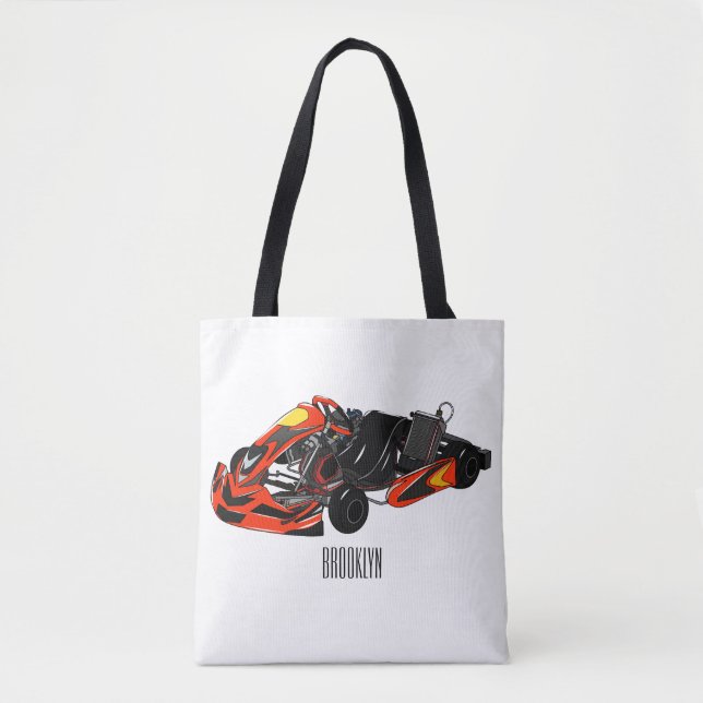 Kart racing cartoon illustration tote bag (Front)