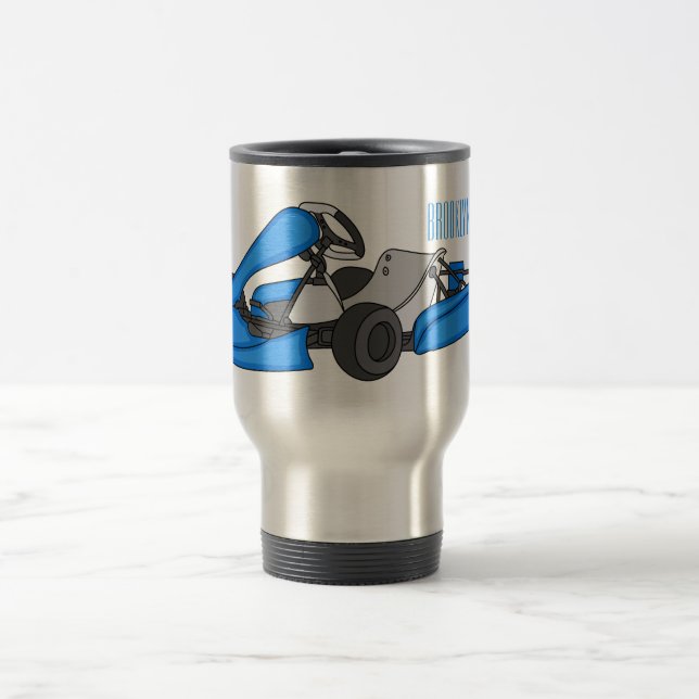 Kart racing cartoon illustration travel mug (Center)