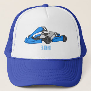 Kart racing cartoon illustration trucker hat