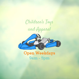 Kart racing cartoon illustration window cling