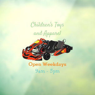 Kart racing cartoon illustration window cling