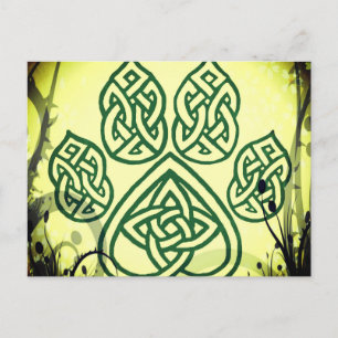 Karte, keltischer Knoten, Pfote, Hund Postcard