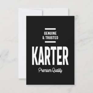 Karter Personalised Name Birthday Gift RSVP Card
