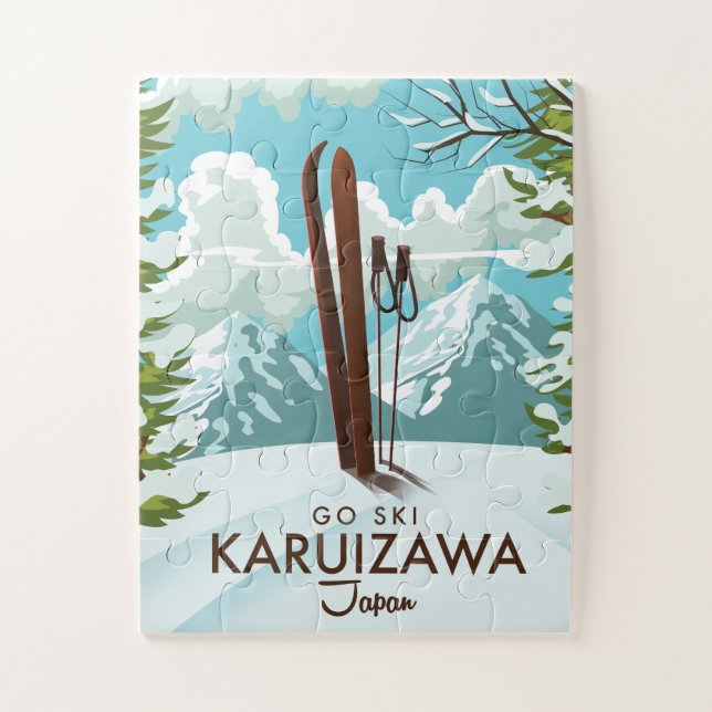 Karuizawa Japan Skiing travel poster Jigsaw Puzzle (Vertical)