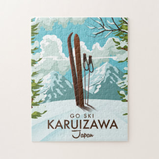 Karuizawa Japan Skiing travel poster Jigsaw Puzzle