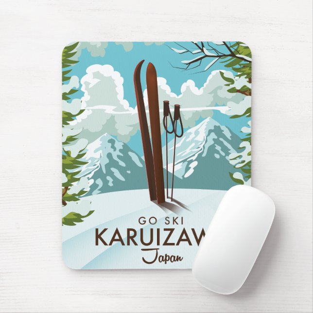 Karuizawa Japan Skiing travel poster Mouse Mat (With Mouse)