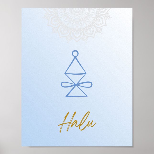 Karuna Reiki Halu Mandala Sky Blue Poster (Front)