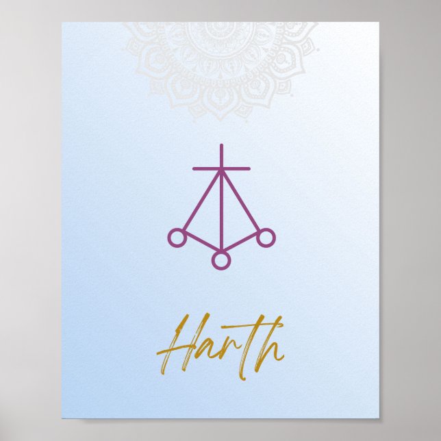 Karuna Reiki Harth Mandala Sky Blue Poster (Front)