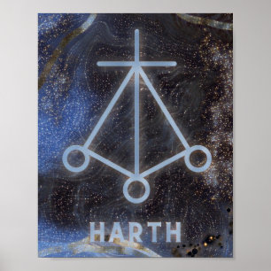 Karuna Reiki Harth Star Marble Blue  Poster