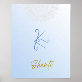 Karuna Reiki Shanti Mandala Sky Blue Poster