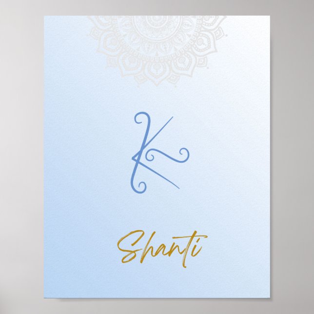 Karuna Reiki Shanti Mandala Sky Blue Poster (Front)