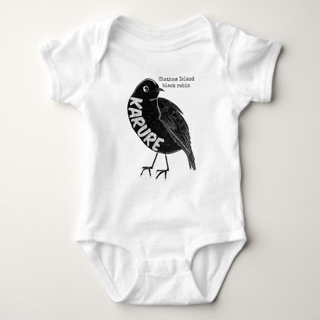 Karure Chatham Island black robin Baby Bodysuit (Front)