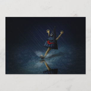 Kasa Obake Japanese Umbrella Ghost in the Rain Invitation