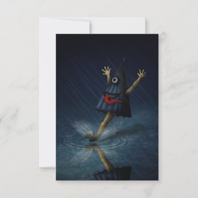 Kasa Obake Japanese Umbrella Ghost Rainy Day Card (Front)