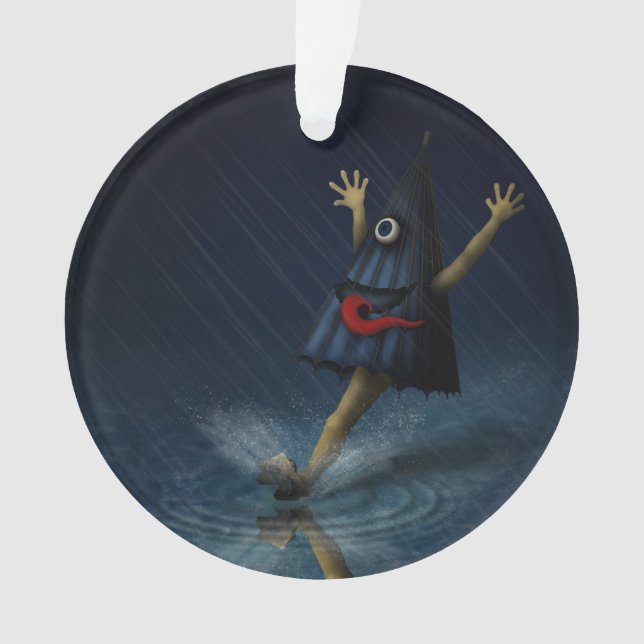 Kasa Obake Japanese Umbrella Ghost Rainy Day Ornament (Front)