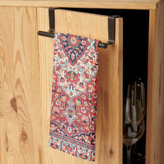 Kashan Poshti Central Persian Rug Print Tea Towel