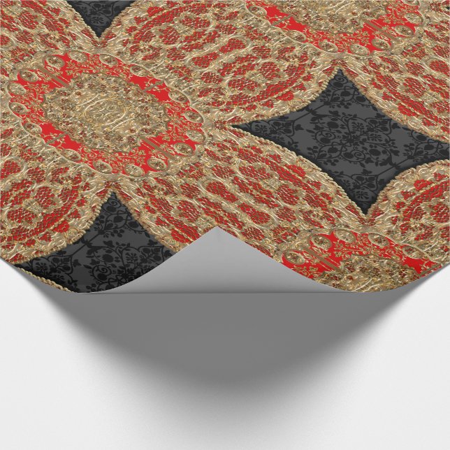 Kashmid Scarlet Wrapping Paper (Corner)