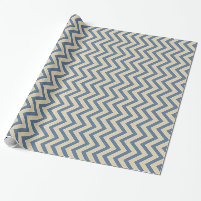 Kashmir Blue Spice Moods Chevrons Wrapping Paper (Unrolled)