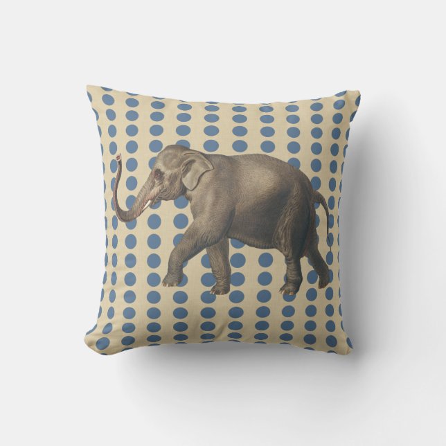 Kashmir Blue Spice Moods Dots with Elephant Cushion (Front)