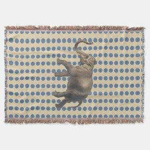Kashmir Blue Spice Moods Dots with Elephant Throw Blanket