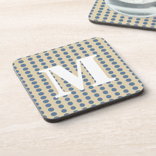 Kashmir Blue Spice Moods Dots with monogram Coaster (Left Side)