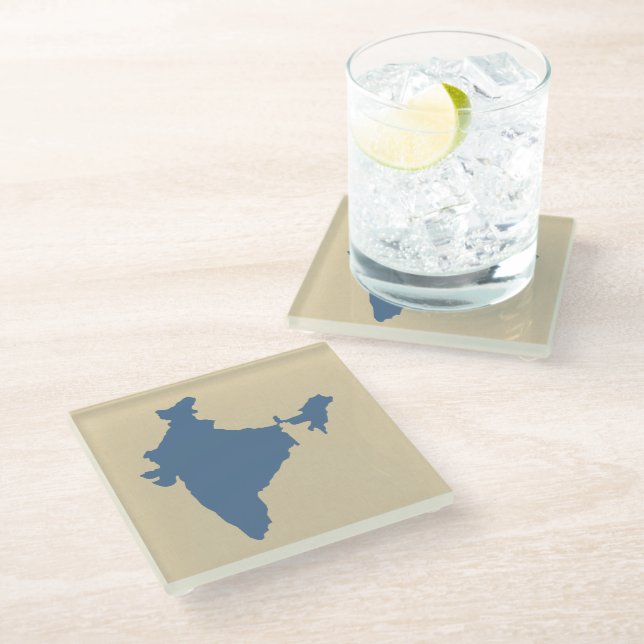 Kashmir Blue Spice Moods India Glass Coaster (Angled)