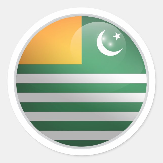 Kashmir Glossy Circle Flag Classic Round Sticker (Front)