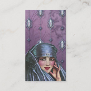 KASHMIR KARMA, EXOTIC LADY in BLUE and MAUVE Business Card