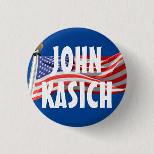 Kasich Running for President American Flag Button