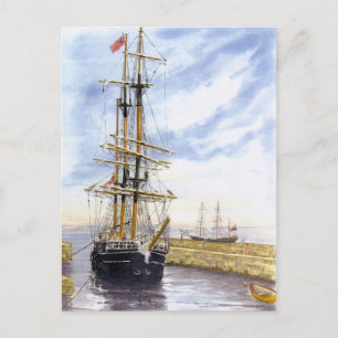 'Kaskelot Enters Charlestown Harbour' Postcard