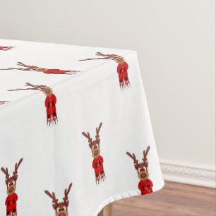 Kasky Cute Christmas Reindeer With Hot Chocolate Tablecloth