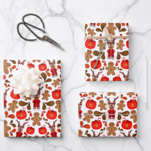 Kasky Cute Christmas Reindeer With Hot Chocolate Wrapping Paper Sheet