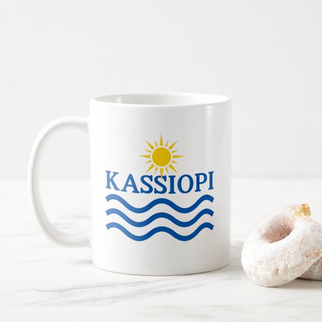 KASSIOPI Corfu Greece, Sun Waves  Coffee Mug (With Donut)