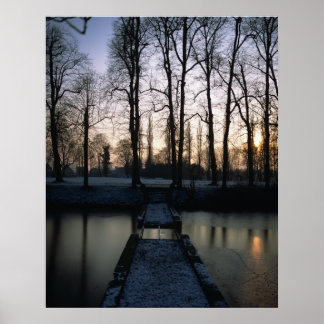 Kasteel Moat Sunset 1 Poster