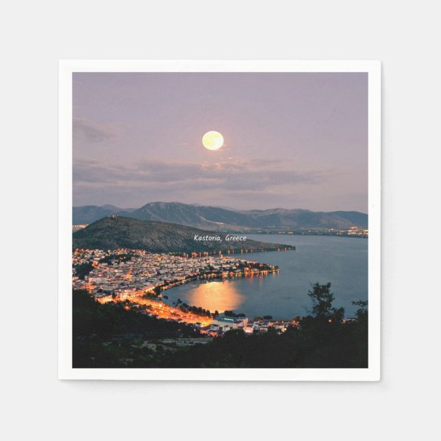 Kastoria, landscape photograph napkin (Front)