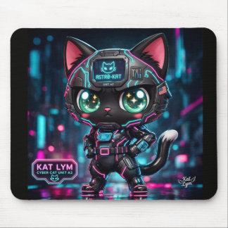 Kat Lym Cyberpunk Mecha Cat Desk Mat - Astro-Kat Mouse Mat