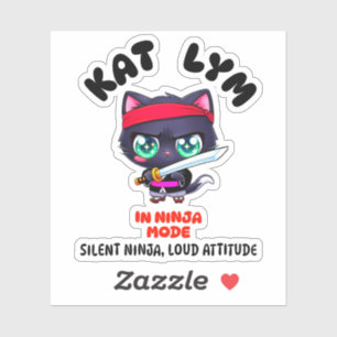 Kat Lym In Ninja Mode Cat Sticker
