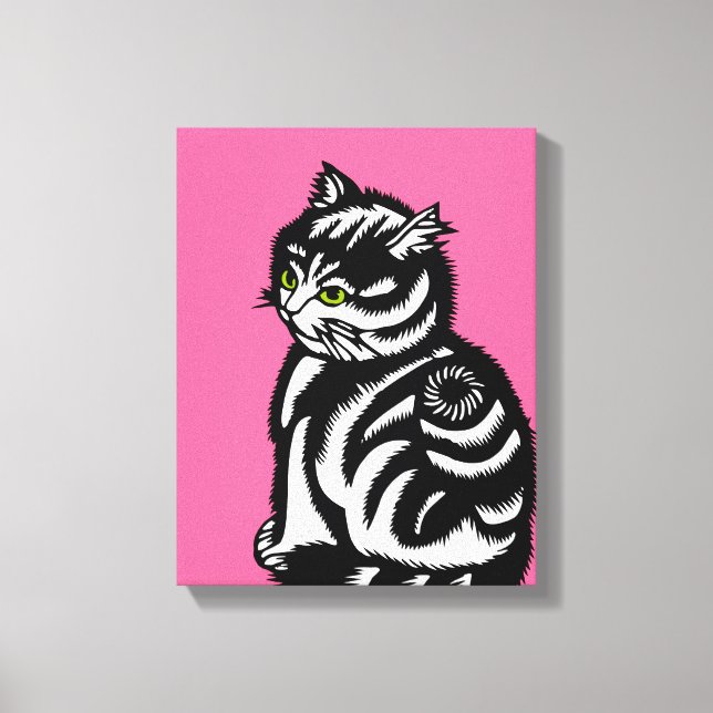 Katagami Cat- Any Colour Background! Canvas Print (Front)