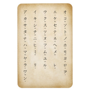 Katakana With Romaji Japanese Characters Antiqued Magnet