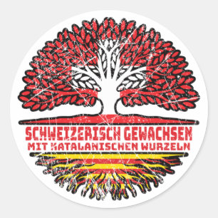 Katalonien Katalanisch Schweizer Schweiz Baum Classic Round Sticker