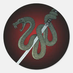 Katana Snake 1 Classic Round Sticker