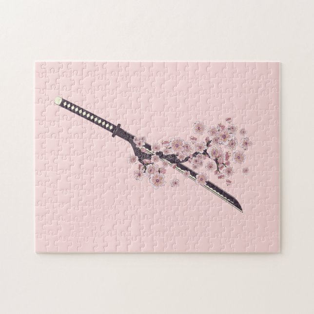 Katana with sakura branch jigsaw puzzle (Horizontal)